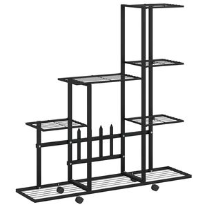 vidaXL Stalak za cvijeće s kotačima 94,5 x 25 x 92,5 cm crni metalni