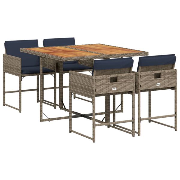 vidaXL 5-dijelni vrtni blagovaonski set sivi od poliratana