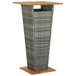vidaXL Barski stol sivi 60x60x110 cm poliratan i masivno drvo bagrema