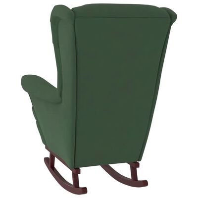 vidaXL Stolica za ljuljanje sa stolcem tamnozelena baršunasta