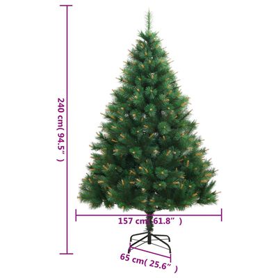 vidaXL Umjetno božićno drvce 300 LED sa šarkama i kuglicama 240 cm