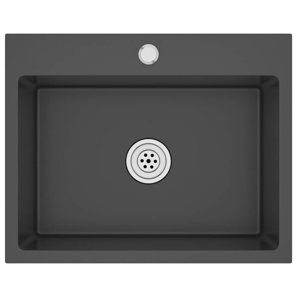 vidaXL Ručno rađeni kuhinjski sudoper crni od nehrđajućeg čelika