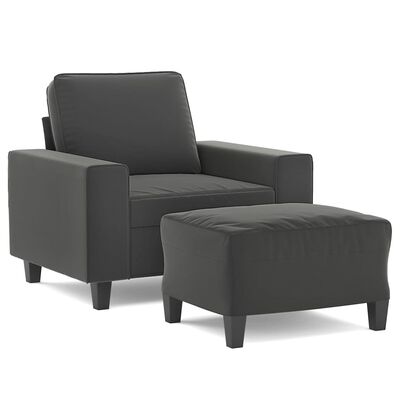 vidaXL Fotelja s tabureom tamnosiva 60 cm od mikrovlakna
