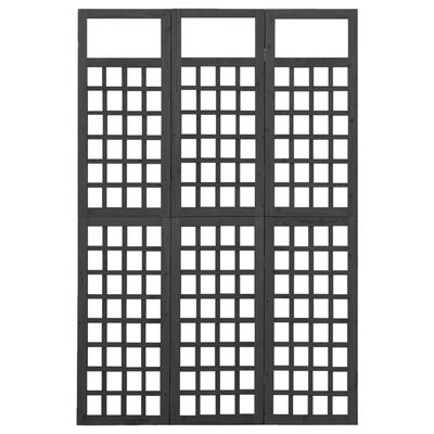vidaXL Sobna pregrada / rešetka s 3 panela od jelovine 121x180 cm crna