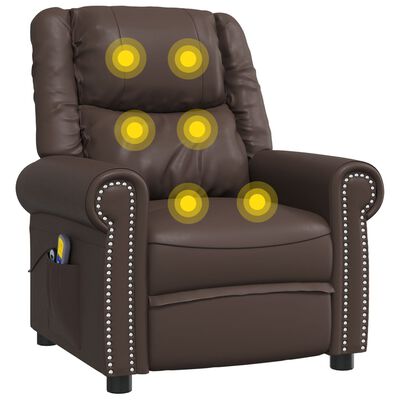 vidaXL Električna masažna fotelja od sjajne smeđe umjetne kože