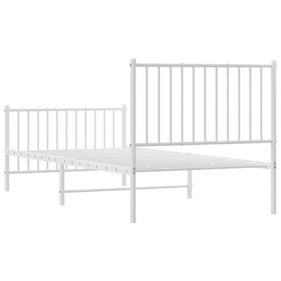 vidaXL Metalni okvir kreveta uzglavlje i podnožje bijeli 90 x 200 cm