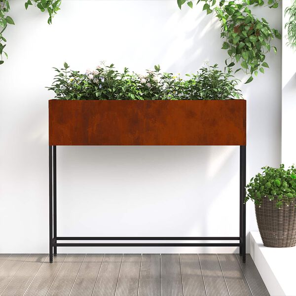 vidaXL Povi&scaron;eni Vrtni Planter Rđa 100 x 26 x 82 cm