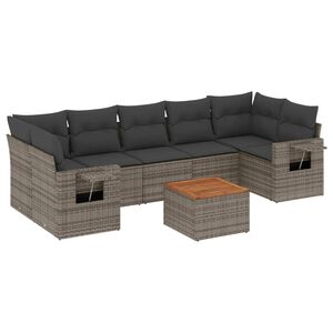 vidaXL 8-dijelni set vrtnih sofa od poliratana s jastucima sivi
