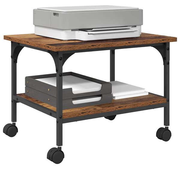 vidaXL Držač za printer Staro drvo 50 x 40 x 38 cm Konstruirano drvo