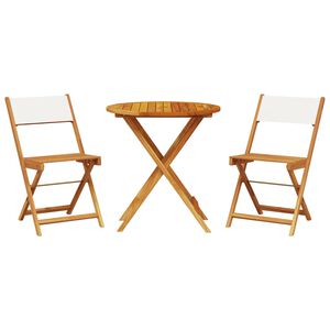 vidaXL 3-dijelni bistro set od tkanine i masivnog drva krem bijelim