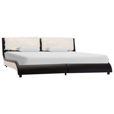 vidaXL Okvir za krevet LED od umjetne kože crno-bijeli 150 x 200 cm