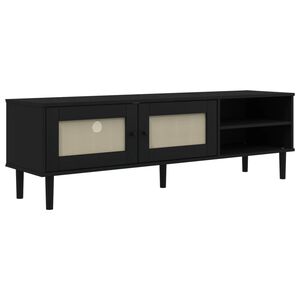 vidaXL TV ormarić SENJA izgled ratana crni 158x40x49cm od borovine