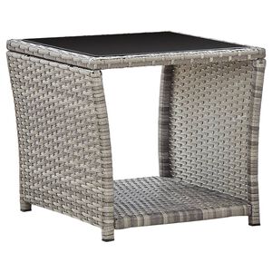 vidaXL Stolić za kavu sivi 45 x 45 x 40 cm od poliratana i stakla