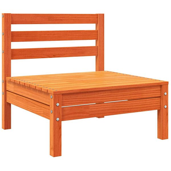 vidaXL Vrtna sofa bez naslona za ruke s jastucima smeđa od borovine