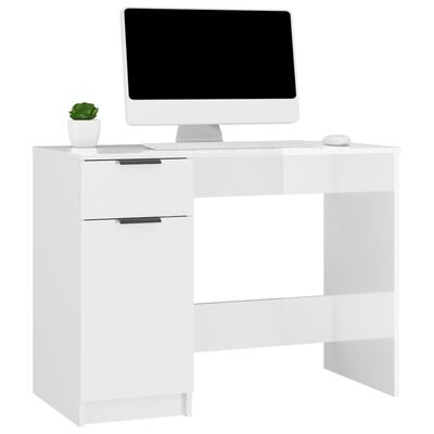 vidaXL Radni stol visoki sjaj bijeli 100x50x75 cm konstruirano drvo