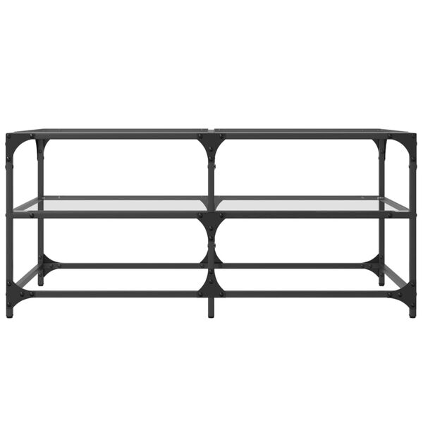 vidaXL Stolić s prozirnom staklenom povr&scaron;inom 98,5x50x45 cm čelik