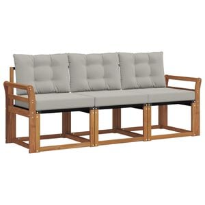 vidaXL Set vanjskih sofa s jastukom 3 pcs Prirodna i svijetlo siva