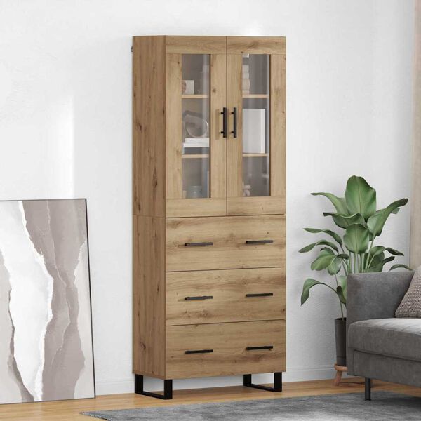 vidaXL Highboard s ladicama 2 pcs Umjetnički hrast Konstruirano drvo