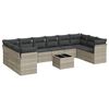 vidaXL 11-dijelni set vrtnih sofa poliratan s jastucima svijetlosivi