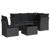 vidaXL 6-dijelni set vrtnih sofa s jastucima crni od poliratana