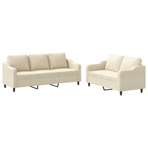 vidaXL 2-dijelni set sofa s jastucima krem od tkanine