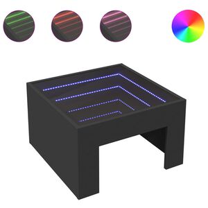 vidaXL Stolić za kavu s beskonačnim LED svjetlima crni 50x50x30 cm