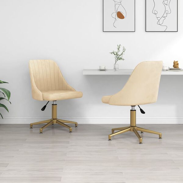 vidaXL Okretne blagovaonske stolice 2 kom krem bar&scaron;unaste