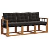 vidaXL Set vanjskih sofa s jastukom 3 pcs Prirodna i crna