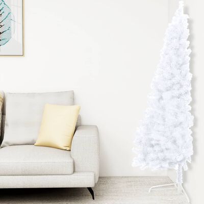 vidaXL Umjetna osvijetljena polovica božićnog drvca bijela 180 cm PVC