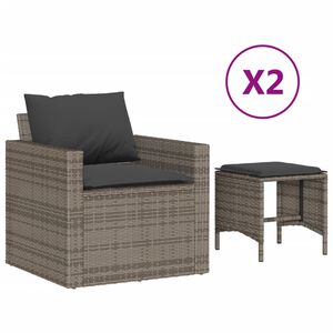 vidaXL 4-dijelni set vrtnih sofa od poliratana s jastucima sivi