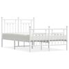 vidaXL Metalni okvir kreveta uzglavlje i podnožje bijeli 135 x 190 cm
