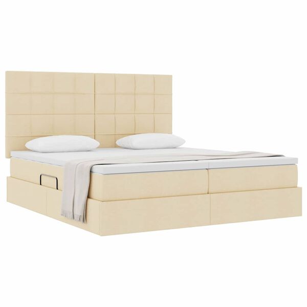 vidaXL Krevet s od storage s madracem Krema 180 x 200 cm Lažna koža