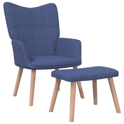 vidaXL Stolica za opuštanje sa stolcem plava od tkanine
