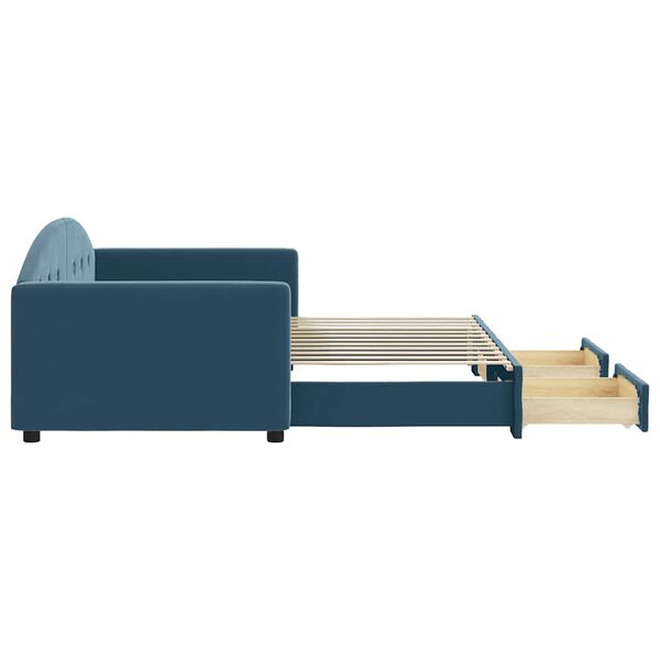 vidaXL Dnevni krevet na razvlačenje s ladicama plavi 90x200 cm bar&scaron;un