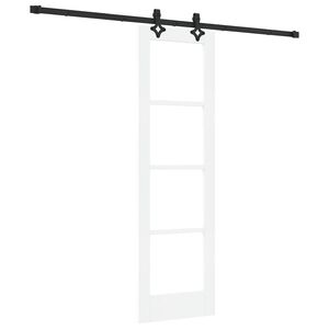 vidaXL Klizna vrata Bijelo 61 x 198,5 cm Masivna borovina i staklo