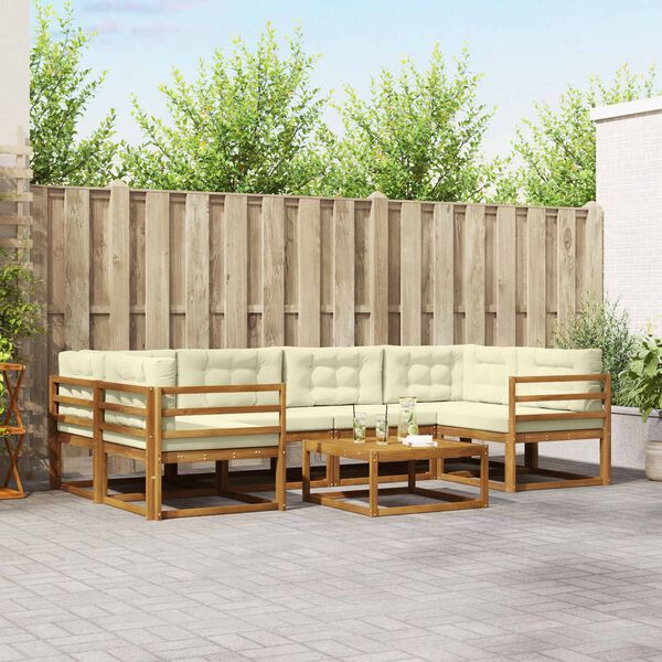 vidaXL Set vanjskih sofa s jastukom 7 pcs Prirodna i krem
