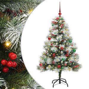vidaXL Umjetno božićno drvce S LED lampica Zelena i bijela 150 cm