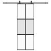 vidaXL Klizna vrata s priborom crna 76 x 205 cm kaljeno staklo