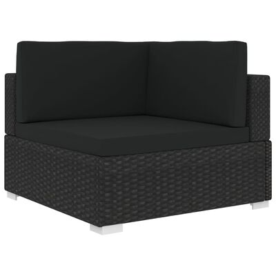 vidaXL Modularna kutna fotelja s jastucima 1 kom od poliratana crna