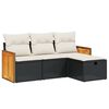 vidaXL 4-dijelni set vrtnih sofa od poliratana s jastucima crni