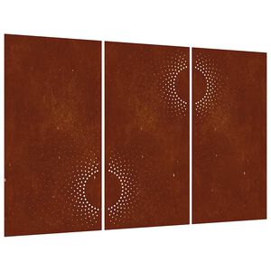 vidaXL Vrtni zidni ukrasi 3 kom 105x55 cm čelik COR-TEN uzorak sunca