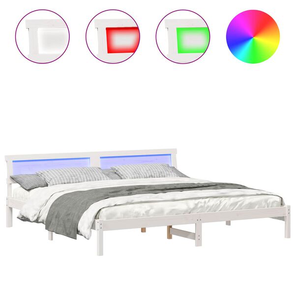 vidaXL Krevetna konstrukcija Bijelo 180 x 200 cm Čvrsto borovo drvo