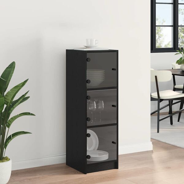 vidaXL Highboard Crni hrast 35 x 37 x 109 cm Konstruirano drvo