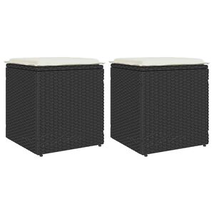 vidaXL Vrtni tabure s jastucima 2 kom crni 40x40x43 cm poliratan