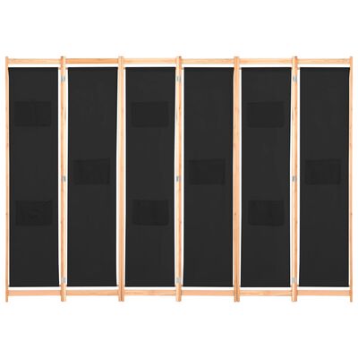 vidaXL Sobna pregrada sa 6 panela od tkanine 240 x 170 x 4 cm crna