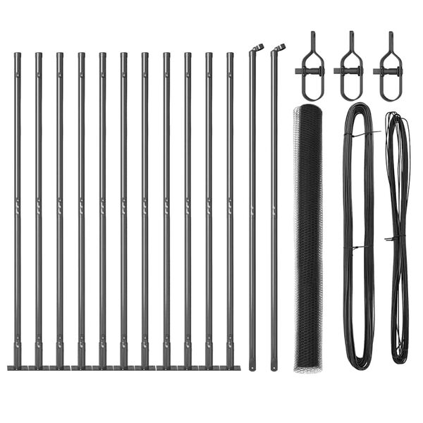 vidaXL Stup za ogradu Siva 25 x 1,6 m (mreža 13 mm) Čelik i PVC
