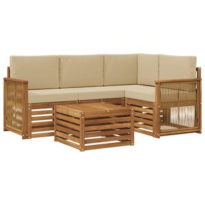 vidaXL Set vanjskih sofa 5 pcs Prirodna i bež 59 x 59 x 37 cm