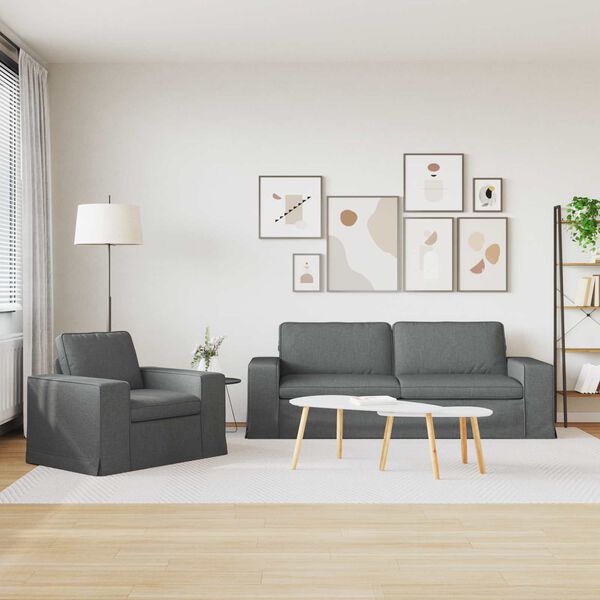 vidaXL Set sofe 2 pcs Tamno siva 222 x 80 x 82 cm tkanina