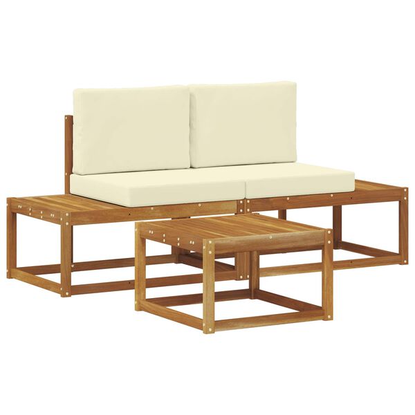 vidaXL Set vanjskih sofa s jastukom 3 pcs Prirodna