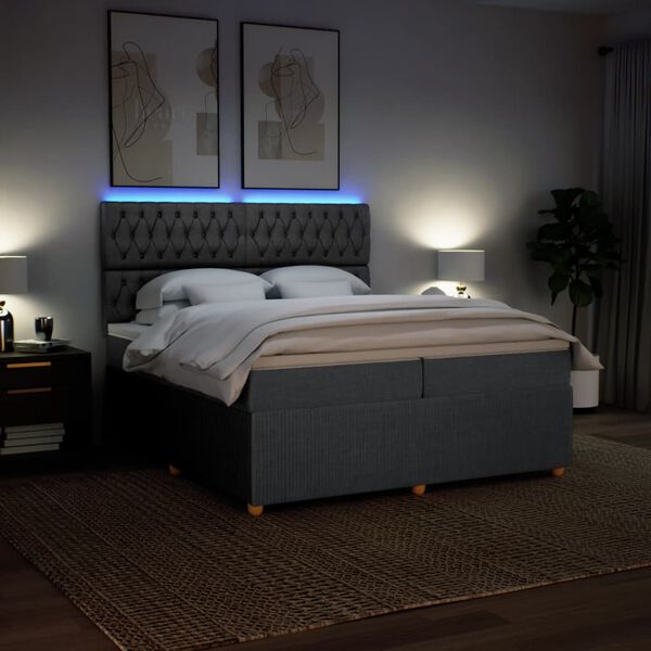 vidaXL Krevet s oprugama i madracem tamnosivi 200 x 200 cm od tkanine